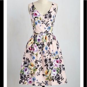 ModCloth Pink Floral Garden Tea Dress